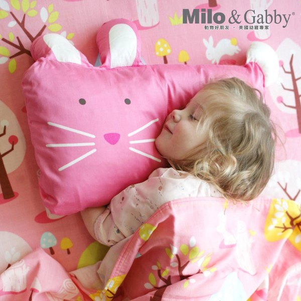 Milo & Gabby 動物好朋友-超細纖維防蹣抗菌mini枕心+枕套組(Lola兔兔)