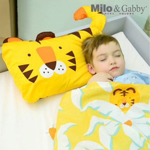 Milo & Gabby 動物好朋友-超細纖維防蹣抗菌mini枕心+枕套組(Tom小虎)