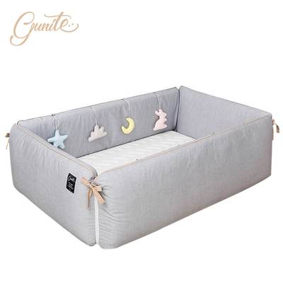 【gunite】落地式沙發嬰兒陪睡床0-6歲(北歐灰)