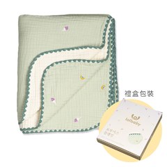 【韓國 lolbaby】100%天然植物棉六層紗蓋毯M (綠彩虹)