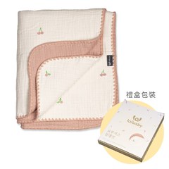 【韓國 lolbaby】100%天然植物棉六層紗蓋毯M (粉櫻桃)