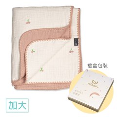 【韓國 lolbaby】100%天然植物棉六層紗蓋毯L (粉櫻桃)